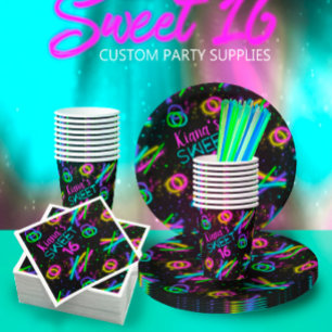 Neon Glow Sweet Sixteen ID760 Invitation