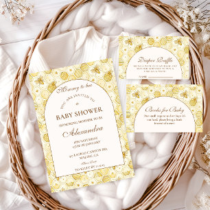 Elegant Honeycomb Bee Baby Shower Invitation
