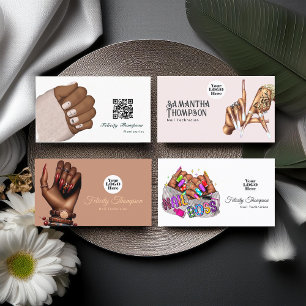 African American Manicurist Beauty QR Code Busines Business Card