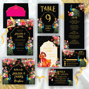 Peacock Moody Floral Indian Welcome Reception sign