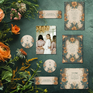 Elegant Art Nouveau Floral Bridal Shower  Napkins