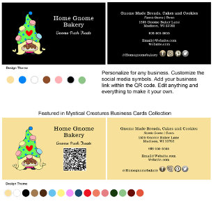 QR Code Gnome Hometown Bakery Dark Green Business Card