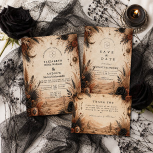 Desert Boho Goth Wedding Thank You Card