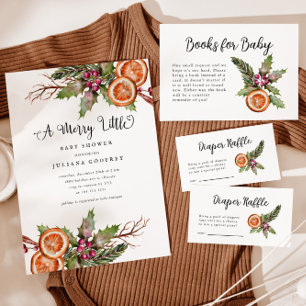 Christmas Baby Shower   Winter Botanical Invitation