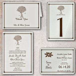 Oak Tree Sketch Wedding Invitation