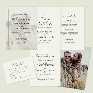 Modern Minimalist White Wedding Menu