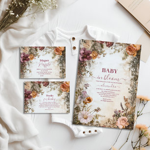 Whimsical Baby in Bloom Wildflower  Invitation