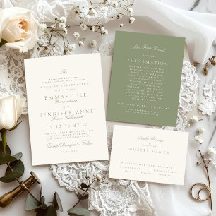 Sage Green Cream Elegant Script Formal The Wedding Enclosure Card
