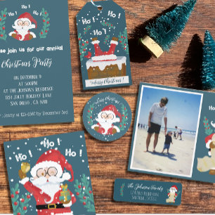 Kid Single Photo   Santa Claus Blue Holiday Card