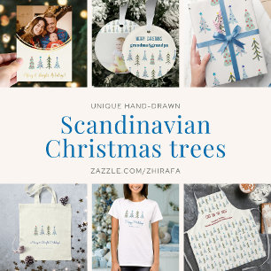 Cute Scandinavian Christmas Forest doodle Holiday Card