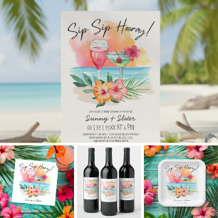 Seaside Sippin'   Tropical Beach Baby Shower Invitation