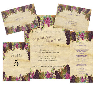 Beautiful Vintage Grape Vines Rustic Wedding Invitation