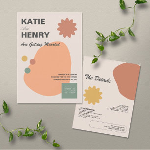 Fun Graphic Design Terracotta Wedding Invitation