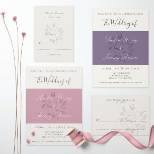 Sugar Plum Rose Modern Script Wedding Invitation