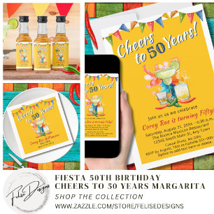 Fiesta 50th Birthday Cheers to 50 Years Themed Beer Bottle Label