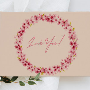 Pink Watercolor Flowers Wreath Wedding Invitation