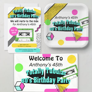 Totally Tubular 80's Birthday Party Banner