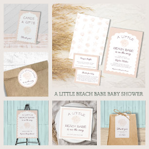 Beach Babe Girl Baby Shower Personalized Classic Round Sticker