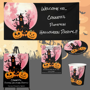 Kids Pumpkin Halloween Party Banner
