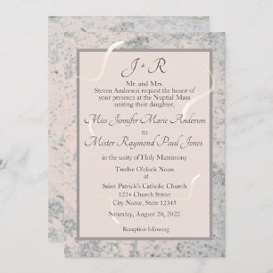 Peach& Gray Marble Nuptial Mass Program Hand Fan
