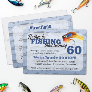 Rather Be Fishing Custom Birthday Party Invitation