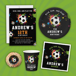 Fun Colorful Black Soccer Ball Birthday Splatters Reese's Peanut Butter Cups