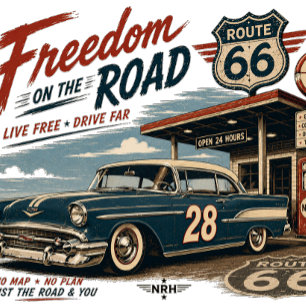 Freedom on the Road Route 66 Vintage Americana Rag T-Shirt