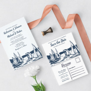 Nautical Sailboat Wedding Invitation