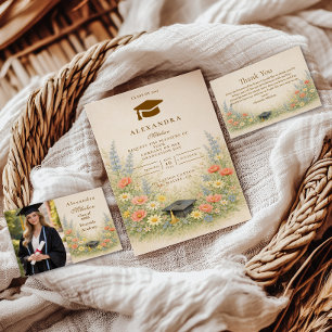 Elegant Floral Graduation Party Celebration RSVP Card