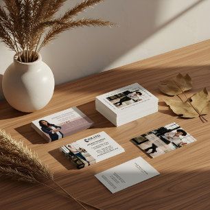 Minimal Professional Company Name & Business Photo Square Business Card