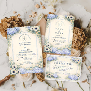 Elegant Dusty Blue Garden Wedding Save The Date