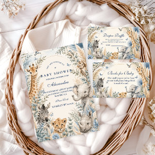 Elegant Blue Safari Boy Books for Baby Enclosure Card