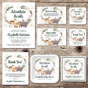 Budget Winter Woodland Animals Baby Shower Invite