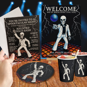 Skeleton Haunted Disco Bash Halloween Party Invitation