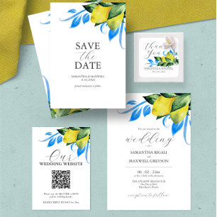 Budget Save the Date Invitations Botanical Lemon