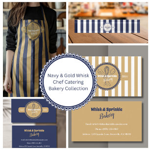 Navy & Gold Whisk Chef Catering Bakery  Apron