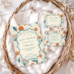 Sage Orange Botanical Baby Shower Napkins