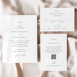 Classic Black and White QR Code Elegant Wedding Enclosure Card