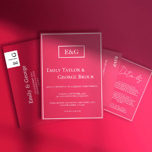 Elegant Simple Viva Magenta Monogram Chic Wedding Envelope