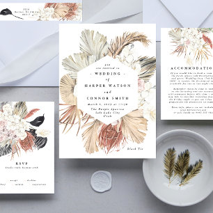 Pampas Grass Tropical Jungle Floral Wedding Invitation Belly Band