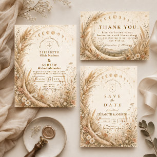 Whimsical Rustic Celestial Wedding Thank You Card