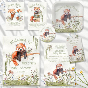 Adorable Baby Red Panda Bear Baby Shower Invitation