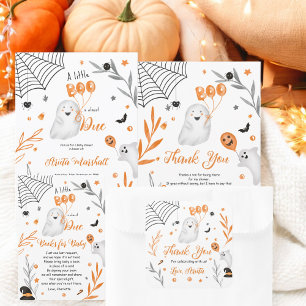 Cute little Boo Halloween orange baby shower Invitation