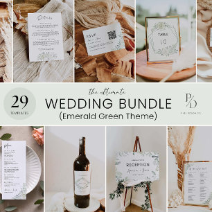 Emerald Green Unplugged Ceremony Wedding Sign,  Invitation