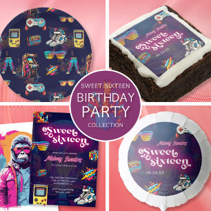 Retro Vintage Neon 80's Pattern Paper Plates