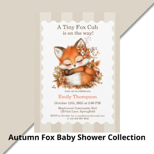 Cozy Autumn Fox Baby Shower Cozy Woodland Party Invitation