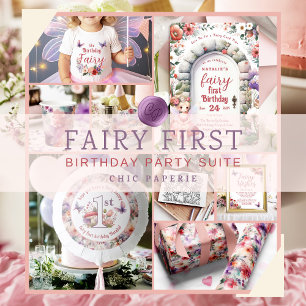 Fairy Door Brown Hair Fairy First Birthday Party Invitation