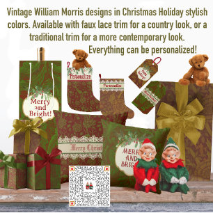 Nostalgic Classic William Morris Red Holiday  Wine Gift Bag