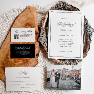 Italian Elegance Classic Script Two Photo Wedding Thank You Card