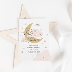Moon and Stars Pink Diaper Raffle Baby Shower Enclosure Card